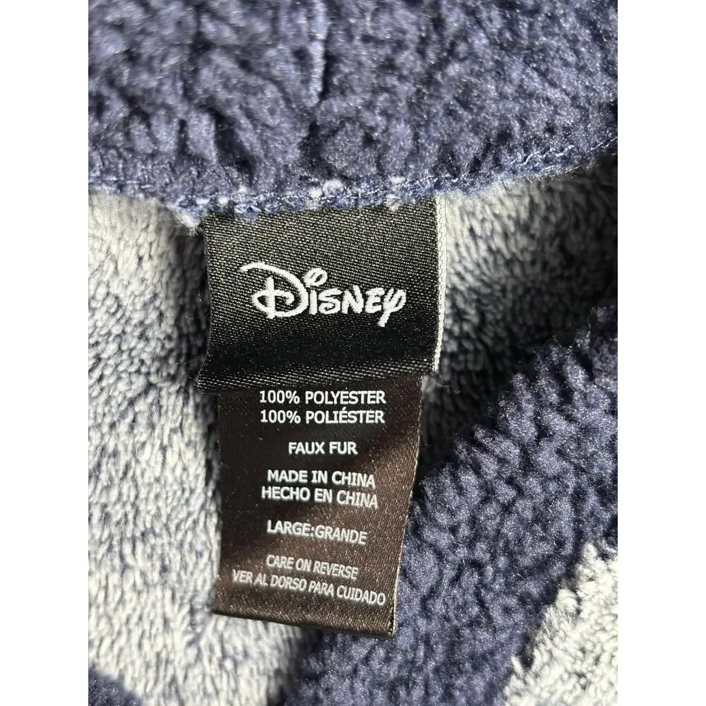 Disney Pullover Hoodie Womens Large Gray Blue Sherpa Faux Fur Mickey Mouse Cozy - Picture 3 of 7